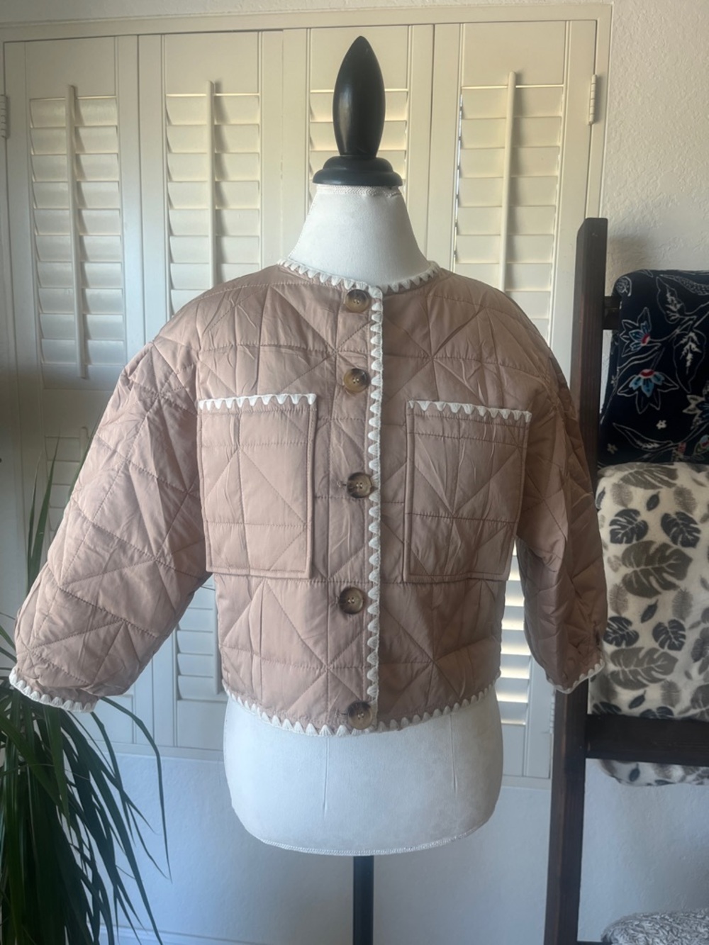 Quilted Jacket/Blazer | Embroidery at Pocket  & Seams.